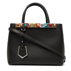 Fendi Vitello Baltico Dolce Studded Petite
2Jours  Multicolor Black Tote Bag